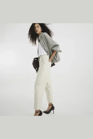 River Island Womens Premium Leather Barrel Trousers