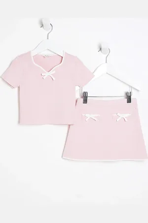 River Island Mini Girls Sweetheart Top And Skirt Set