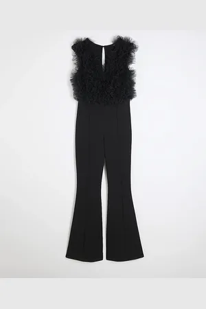 River Island Womens Petite 3D Ruffle Jumpsuit
