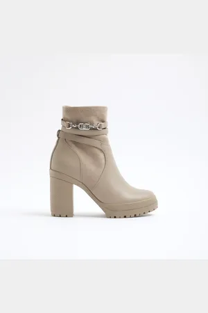 River Island Womens Wide Fit Hardware Strap Heeled Boots