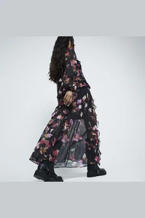 River Island Womens Petite Chiffon Floral Ruffle Maxi Skirt