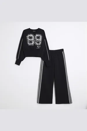 River Island Girls Sequin Taped Sweatshirt Set