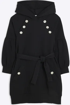 River Island Girls Military Hooded Sweatshirt Dress