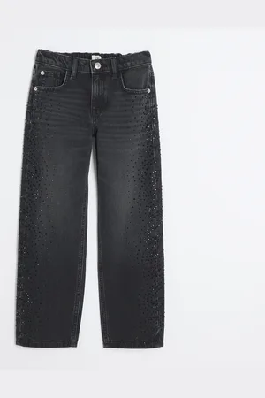 River Island Girls Embellished Straight Leg Jeans