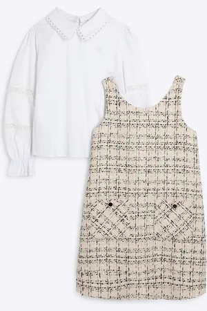 River Island Girls Boucle Bow Shift Dress