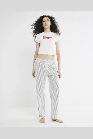 River Island Womens Coffee Stripe Pyjama Set