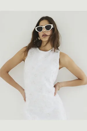 River Island Womens Sleeveless Floral Overlay Mini Dress