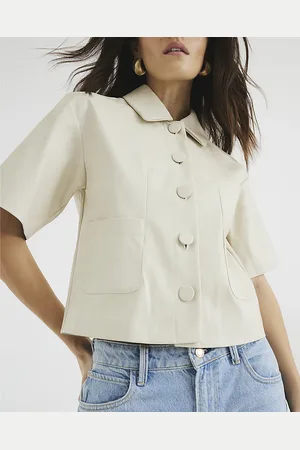 River Island Womens Faux Leather Short Sleeve Shirt