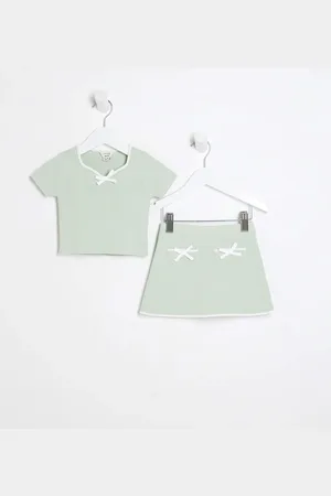 River Island Mini Girls Sweetheart Top And Skirt Set