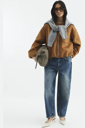 River Island Womens Petite Faux Suede Bomber Jacket