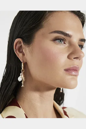 River Island Womens Fish Cluster Hoop Earrings