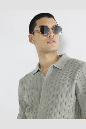 River Island Mens Knit Tipped Short Sleeve Shirt