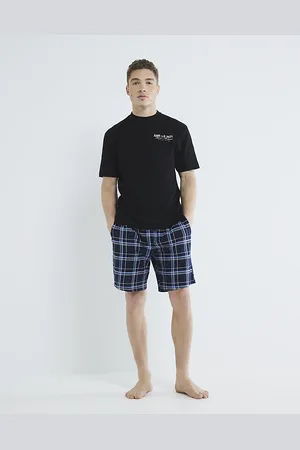 River Island Mens Check Ame Le Nuit Shorts Set