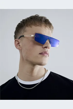 River Island Mens And Blue Mirrored Side Sunglasses