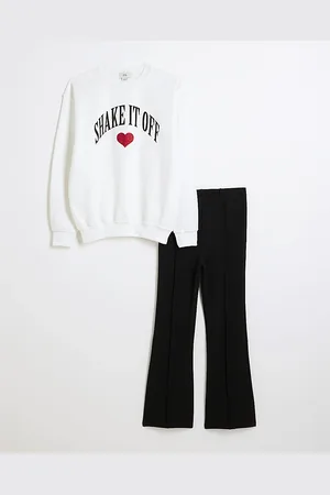 River Island Girls Glitter Heart Sweatshirt Set