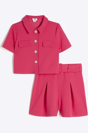 River Island Girls Scuba Top & Belted Shorts Set