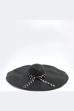 River Island Womens Spot Ribbon Oversized Floaty Straw Hat