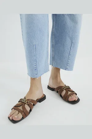 River Island Womens Strappy Flat Mule Sandals