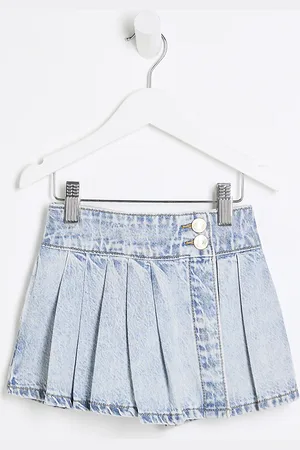 River Island Mini Girls Denim Pleated Skort