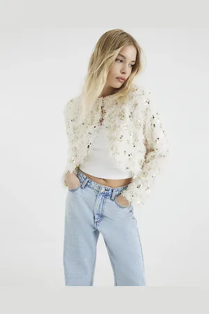 River Island Womens Long Sleeve Feather And Sequin Bolero