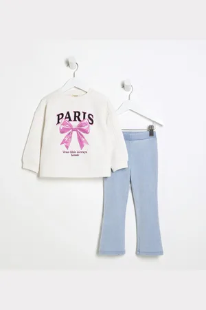River Island Mini Girls Paris Bow Sweatshirt Set