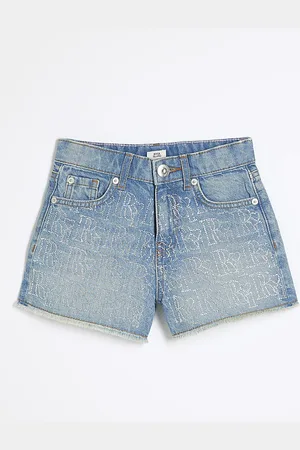 River Island Girls Denim Ri Embellished Shorts