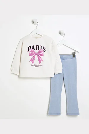 River Island Mini Girls Paris Bow Sweatshirt Set