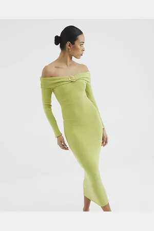 River Island Womens Bardot Midi Bodycon Dress