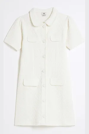 River Island Girls Short Sleeve Jacquard Daisy Dress