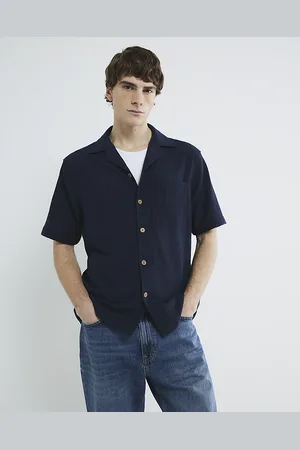 River Island Mens Short Sleeve Grid Textured Shirt