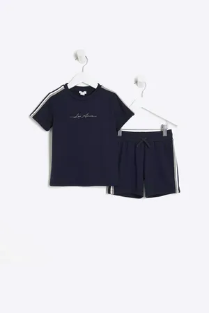 River Island Mini Boys Taped T-Shirt And Shorts Set