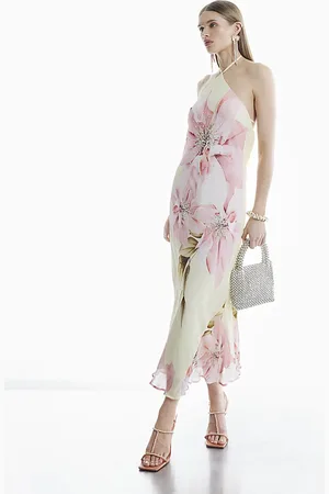 River Island Womens Halter Neck Floral Maxi Dress