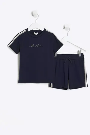 River Island Mini Boys Taped T-Shirt And Shorts Set