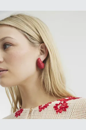 River Island Womens Raffia Dome Stud Earrings