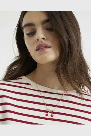 River Island Womens Cherry Bow Ditsy Necklace