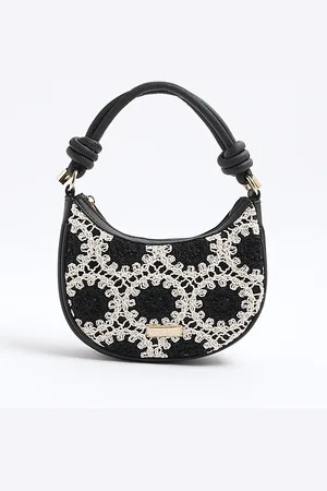River Island Girls Monochrome Crochet Scoop Bag