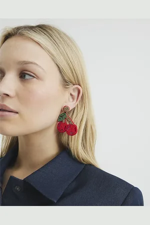 River Island Womens Beaded Cherry Stud Earrings