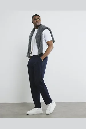 River Island Mens Pinstripe Slim Trousers