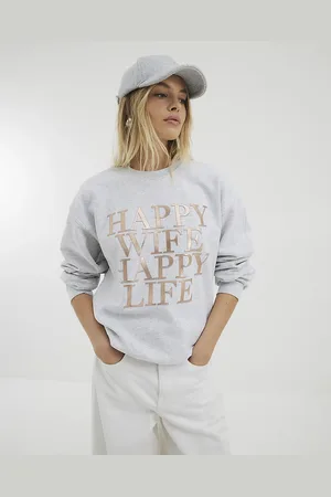 River Island Womens Happy Wife Sweatshirt