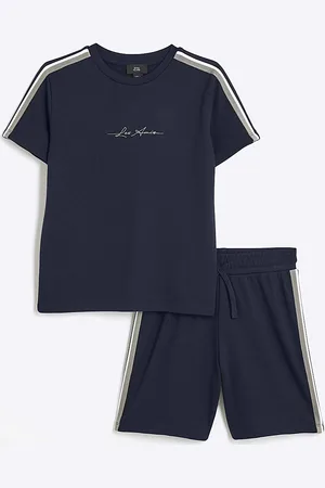 River Island Boys Taped T-Shirt And Shorts Set
