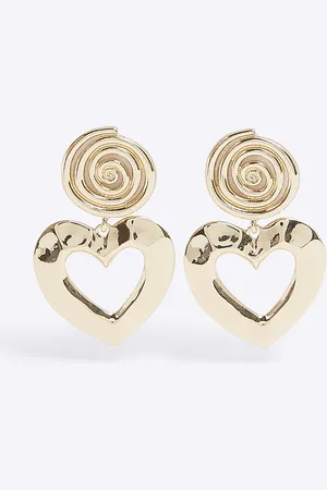 River Island Womens Swirl Heart Stud Earrings
