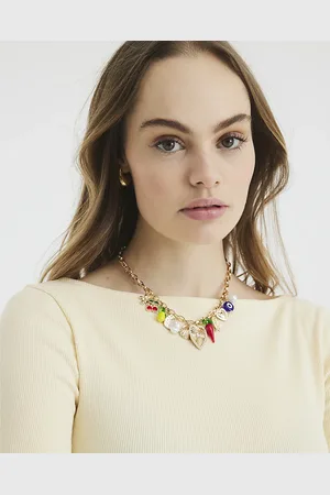 River Island Womens Metal Multi Charm Necklace