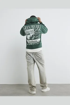 River Island Mens Oversized Gran Premio Print Hoodie
