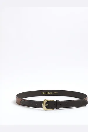 River Island Mens Faux Leather Two Tone Western Belt