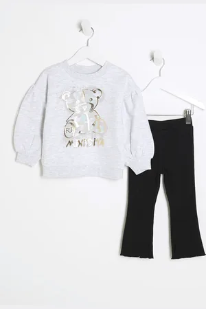 River Island Mini Girls Camo Bear Sweatshirt Set