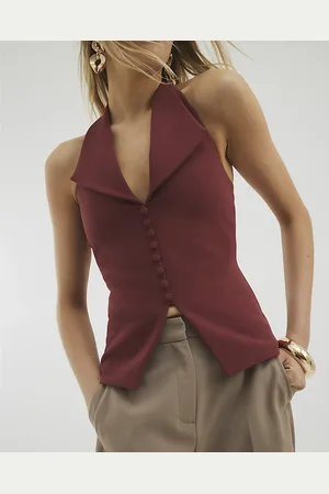 River Island Womens Rust Sleeveless Halter Neck Waistcoat