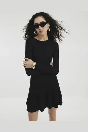 River Island Womens Long Sleeve Frill Hem Mini Dress