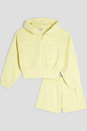 River Island Girls Zipped Hoodie And Shorts Set