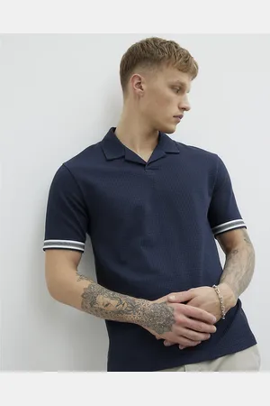 River Island Mens Slim Fit Open Neck Polo Shirt