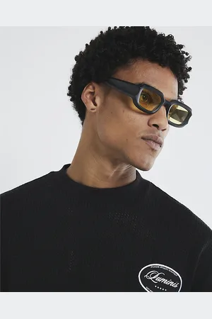 River Island Mens Yellow Tinted Lenses Square Sunglasses